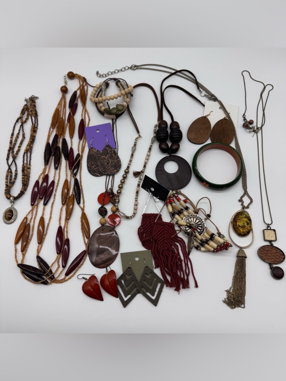Boho Jewelry Bundle Mixed Vintage Necklaces Bracelets Earrings Lot